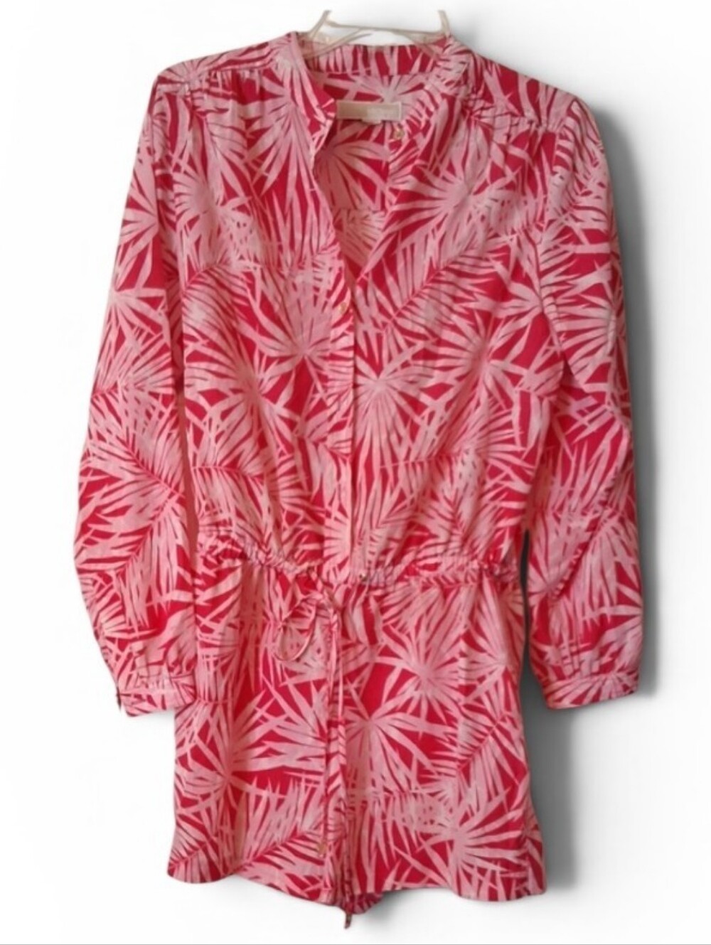 Michael Kors Shorts Romper. Pink  Palm Print. Size Medium